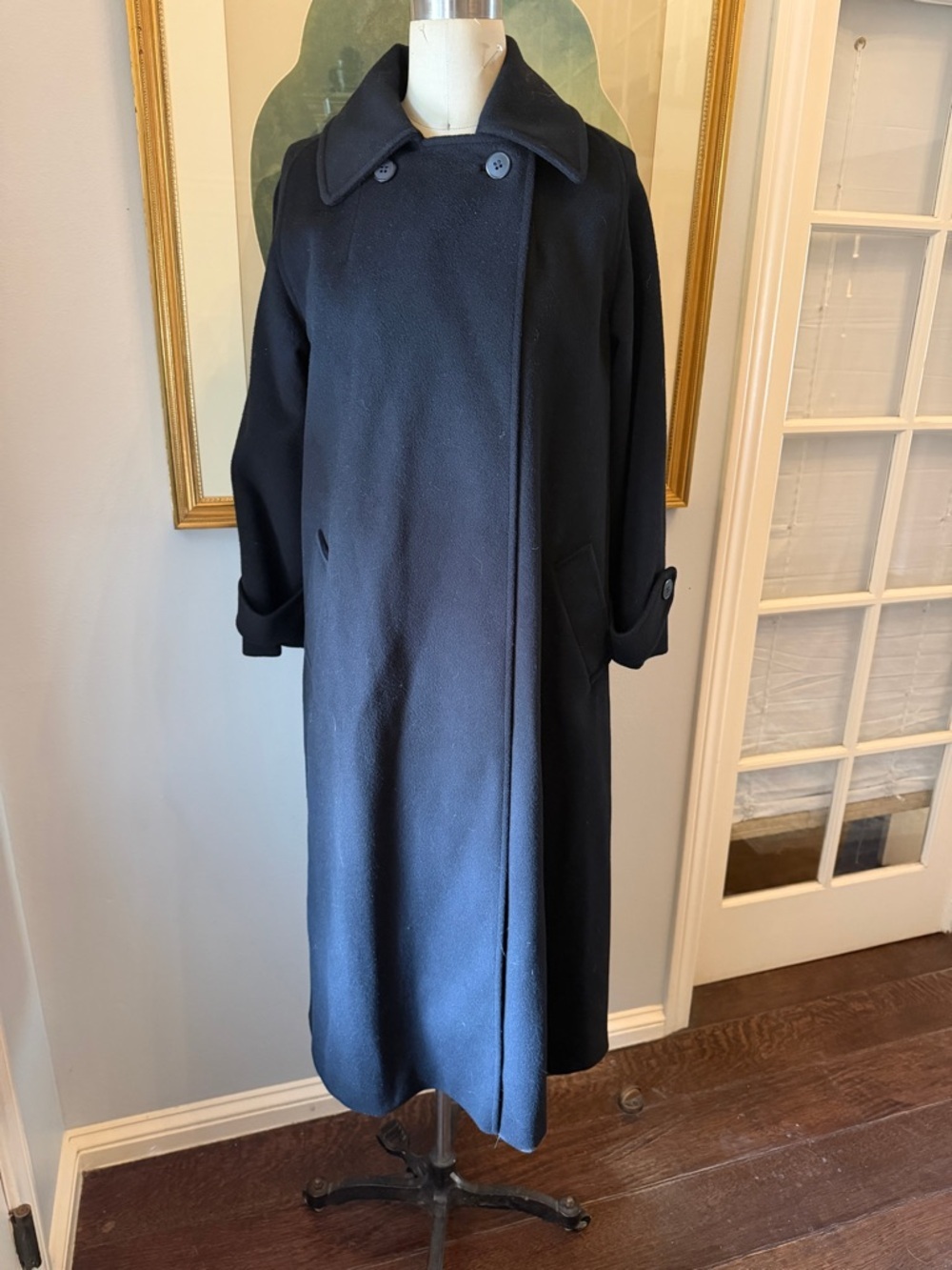 Long Vintage Black Wool Overcoat